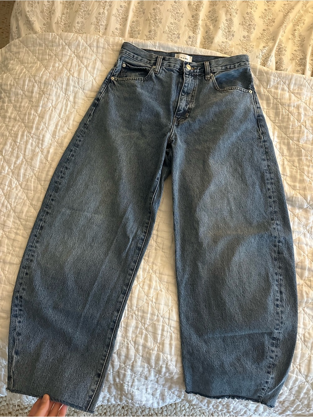 FRAME The Bubble Crop Jeans Blue Waist 27